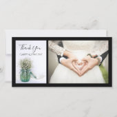 ホワイトバビーズブレスブルージャー結婚ビンの花瓶ありがとう サンキューカード (正面)