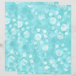 ホワイトバブルとティール（緑がかった色）バブルのターコイズスクラップブックページ