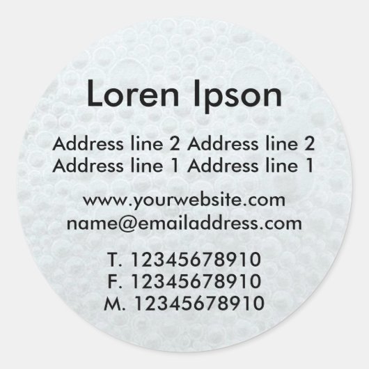 ホワイトバブルのビジネス/プロファイル ラウンドシール (正面)