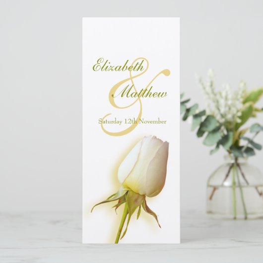 ホワイトバラのバド感じウエディングレセプションディナーメニュー 招待状 (スタンド正面)
