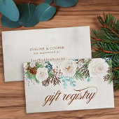 ホワイトバラ冬の結婚式ギフトレジストリ エンクロージャーカード