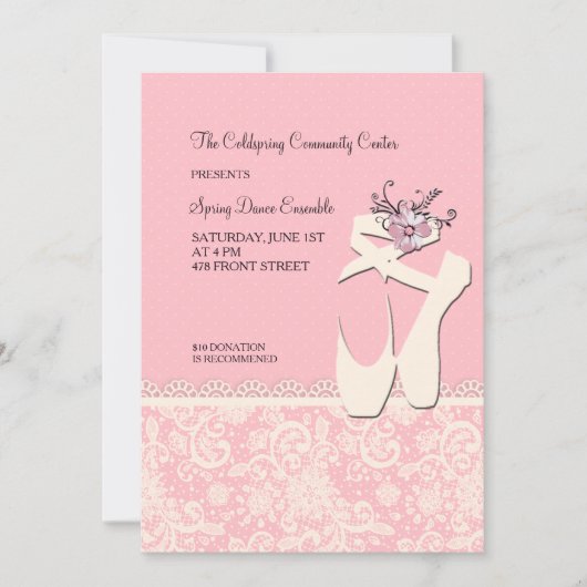 ホワイトバレエシューズ招待状 招待状 (正面)