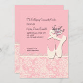 ホワイトバレエシューズ招待状 招待状 (正面/裏面)