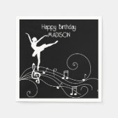 ホワイトバレリーナ&スワール音楽ノート スタンダードカクテルナプキン (正面)