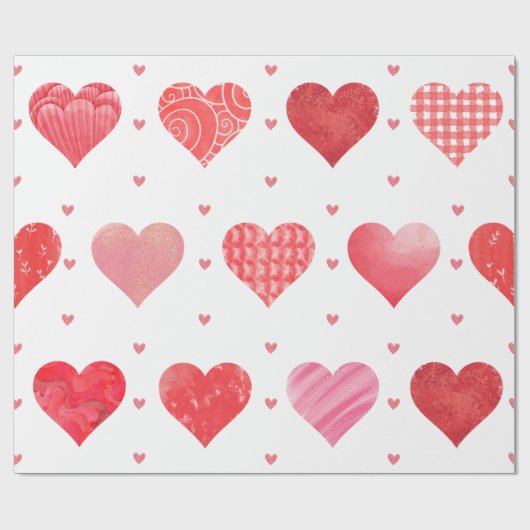 ホワイトバレンタインデーの素敵なハートの盛り合わせ ラッピングペーパー (フラット)