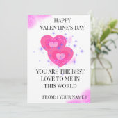 ホワイトバレンタインデーカード　ハート２個　ミニ カード (スタンド正面)