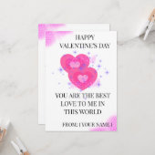 ホワイトバレンタインデーカード　ハート２個　ミニ カード (正面/裏面インサイチュ)