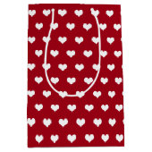 ホワイトバレンタインデーハートオンレッド ミディアムペーパーバッグ (正面)