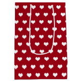 ホワイトバレンタインデーハートオンレッド ミディアムペーパーバッグ (裏面)