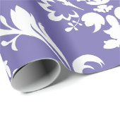 ホワイトバロックカスタムダマスク紫の背景 ラッピングペーパー (ロールコーナー)