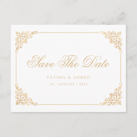 ホワイトバロックムスリムセーブ・ザ・デート案内 案内ポストカード (正面)