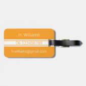 ホワイトバンド楕円形シールドオレンジモノグラム ラゲッジタグ (裏面横)