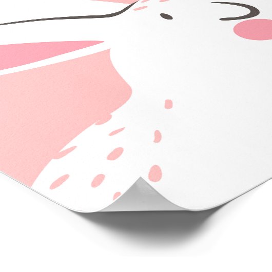 ホワイトバンニー:かわいいフローラシームレス ポスター (角)