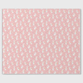 ホワイトバンニー:かわいいフローラシームレス ラッピングペーパー (フラット)