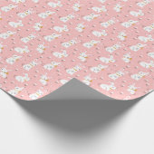 ホワイトバンニー:かわいいフローラシームレス ラッピングペーパー (角)