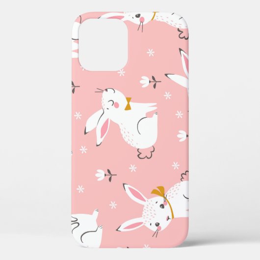 ホワイトバンニー:かわいいフローラシームレス Case-Mate iPhoneケース (裏面)