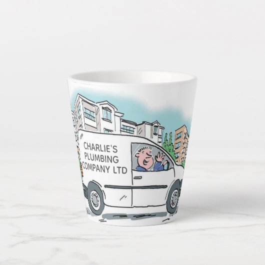 ホワイトバン運転手ビジネス用販促コーヒーマグ カフェラテマグ (正面)