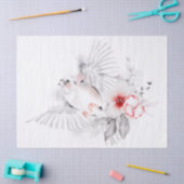 ホワイトバードさくらんぼお洒落ブロッサム水彩 薄葉紙 (クラフト)