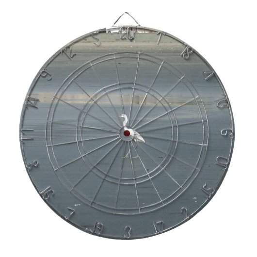 ホワイトバードオングレーサンドビーチアートプリント ダーツボード (正面)