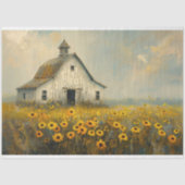 ホワイトバーンイエローフラワーフィールドラスティックデコパージュ 薄葉紙 (正面)