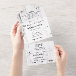 ホワイトバーンウッドファームハウスバ結婚ンズ オールインワン招待状