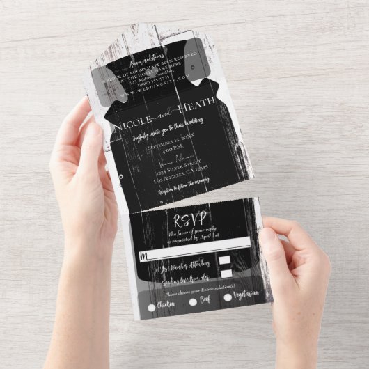 ホワイトバーンウッドファームハウスピッチャーバ結婚ンズ オールインワン招待状 (貼ってはがせる)