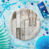 ホワイトバーン ウッドグレイン ラスティック ウエスタン カントリー パーティー ペーパープレート (パーティー)