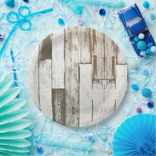 ホワイトバーン ウッドグレイン ラスティック ウエスタン カントリー パーティー ペーパープレート (パーティー)