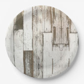 ホワイトバーン ウッドグレイン ラスティック ウエスタン カントリー パーティー ペーパープレート (正面)