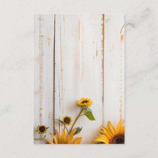 ホワイトバ素朴ンウッドサンフラワー結婚ズ詳細 エンクロージャーカード (裏面)