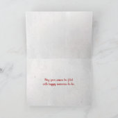 ホワイトパインの木が付いている赤い休日の写真フレーム カード (内部)