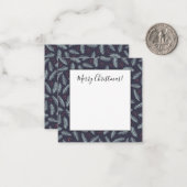 ホワイトパインの枝と羽毛とホリーバerryのクリスマス ノートカード (正面/裏面インサイチュ)