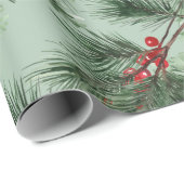 ホワイトパイングリーンスプルースレッドベリーガーランドセージ ラッピングペーパー (ロールコーナー)