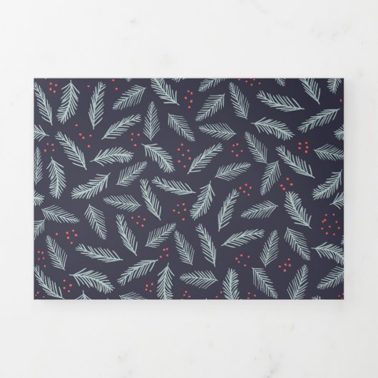 ホワイトパインブッシュフェザーズホリーベリークリスマス 三つ折りクリスマスカード (カバー)