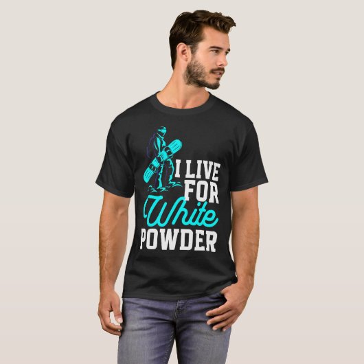 ホワイトパウダースノーボに住むスノーボードの衣装 Tシャツ (正面フル)