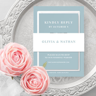 ホワイトパウダーブルー文字 結婚s 招待状ベリーバンド