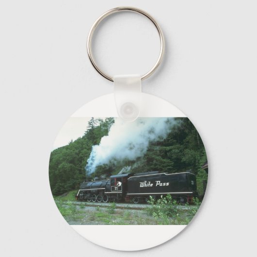 ホワイトパスとユーコンのホワイトパスがスケグウェイから出ている。 キーホルダー (正面)