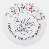 ホワイトパステルストリングライツメリークリスマス オーナメントカード (正面)
