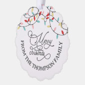 ホワイトパステルストリングライツメリークリスマス オーナメントカード (左)