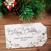 ホワイトパステルストリングライツメリークリスマス ギフトタグ