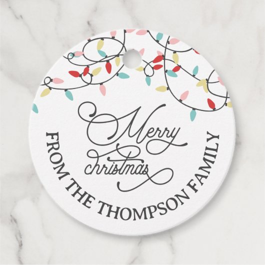 ホワイトパステルストリングライツメリークリスマス フェイバータグ (正面)