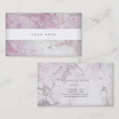 ホワイトパステルピンクグレーシルバーマーブルビップ 名刺 (正面/裏面)