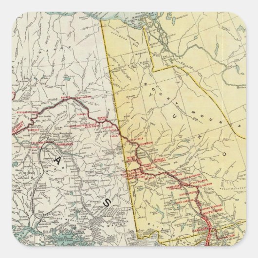 ホワイトパス・ユーコンルートの地図とつながり スクエアシール (正面)