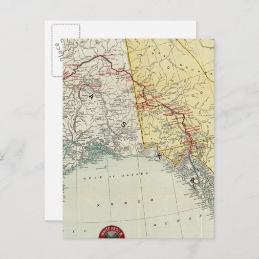 ホワイトパス・ユーコンルートの地図とつながり ポストカード (正面/裏面)