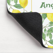 ホワイトパターン黄水色レモンマウスパッド マウスパッド (コーナー)