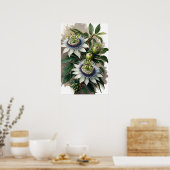 ホワイトパッションフラワーアートプリントポスター ポスター (キッチン)