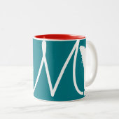 ホワイトパピー中国のドッグイヤー誕生日モノグラムM1 ツートーンマグカップ (正面右)