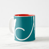 ホワイトパピー中国のドッグイヤー誕生日モノグラムM1 ツートーンマグカップ (正面左)