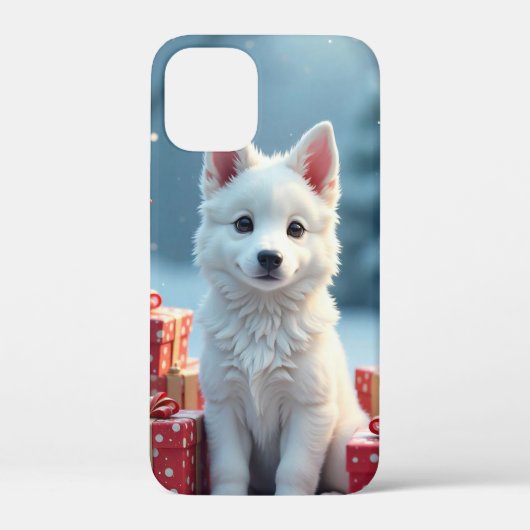 ホワイトパピー スノーギフト ホリデー毎日使えるデザイン Case-Mate iPhoneケース (裏面)