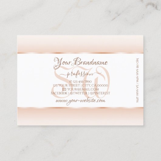 ホワイトパモダンステルピンクオグラデーションバルフレームイニシャル 名刺 (裏面)